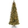 6.5 ft. Pre-Lit Glittery Bristle Pine Slim Tree with Warm White LED Lights, Plug-In