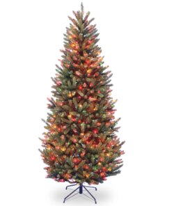 6.5 ft. Pre-Lit Natural Fraser Fir Slim Tree with Multicolor Lights, Plug-In