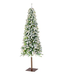 6.5 ft. Pre-Lit Snowy Grand Alpine Pencil Slim Tree with Clear Lights