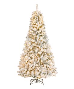 6.5 ft. Pre-Lit Snowy Mixed Pine Tree with Clear Lights