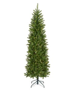 7 ft. Pre-Lit Kingswood Fir Pencil Slim Hinged Tree with Power Connect Dual Color LED Lights
