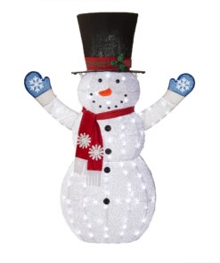 72 in. Snowman Decoration with White LED Lights, Plug-In