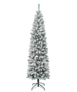 7.5 ft. Acacia Pencil Slim Flocked Hinged Tree