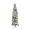 7.5 ft. Pre-Lit Acacia Pencil Slim Flocked Tree with Clear Lights, Plug-In