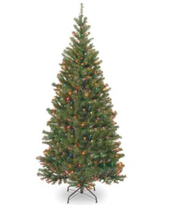 7.5 ft. Pre-Lit Aspen Spruce Slim Tree with Multicolor Lights, Plug-In