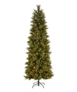 7.5 ft. Pre-Lit Carolina Pine Slim Tree with Clear Lights, Plug-In