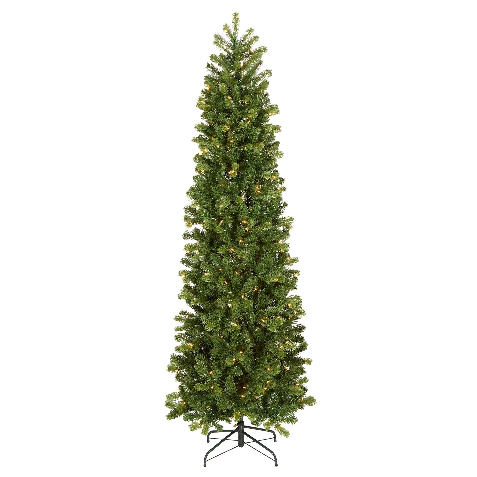7.5 ft. Pre-Lit Downswept Douglas Fir Pencil Slim Hinged Tree with Clear Lights