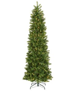 7.5 ft. Pre-Lit Downswept Douglas Fir Pencil Slim Hinged Tree with Dual Color LED Lights