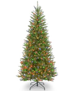 7.5 ft. Pre-Lit Dunhill Fir Slim Hinged Tree with Multicolor Lights, Plug-In