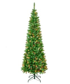 7.5 ft. Pre-Lit Rowan Pencil Slim Tree with Multicolor Lights, Plug-In