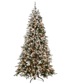 7.5 ft. Pre-Lit Snowy Everest Fir Medium Hinged Tree with Clear Lights