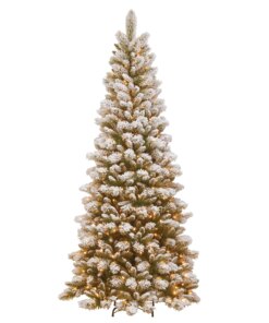 7.5 ft. Pre-Lit Snowy Westwood Pine Slim Tree with Clear Lights, Plug-In