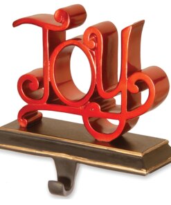 8 in. Joy Stocking Holder with vibrant red color and gold accents