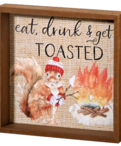 8 in. Shadow Box with Cute Squirrel Hanging Wall Art Fall Decoration
