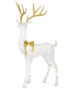 86 in. Pre-lit Crystal White Standing Buck, Plug-In