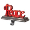 8.7 in. Peace Stocking Holder with red finish and gold accents