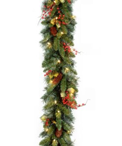 9 ft. Pre-Lit Classical Collection Garland with Clear Lights and Holly Leaves