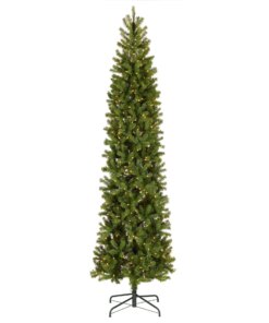 9 ft. Pre-Lit Downswept Douglas Fir Pencil Slim Hinged Tree with Clear Lights