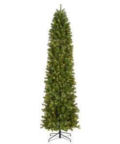 9 ft. Pre-Lit Downswept Douglas Fir Pencil Slim Hinged Tree with Dual Color LED Lights