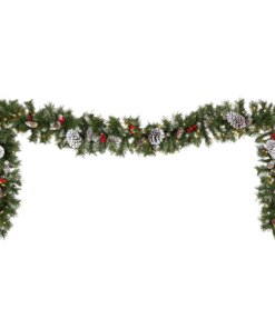 9 ft. Pre-Lit Glistening Pine Garland with Clear Lights, Plug-In