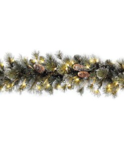 9 ft. Pre-Lit Glittery Pine Garland with Clear Lights, Plug-In