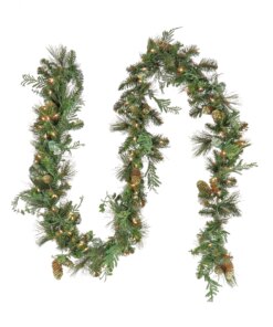 9 ft. Pre-Lit North Conway Garland with Clear Lights, Plug-In