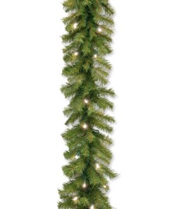 9 ft. Pre-Lit Norwood Fir Garland with Warm White LED Lights, Plug-In