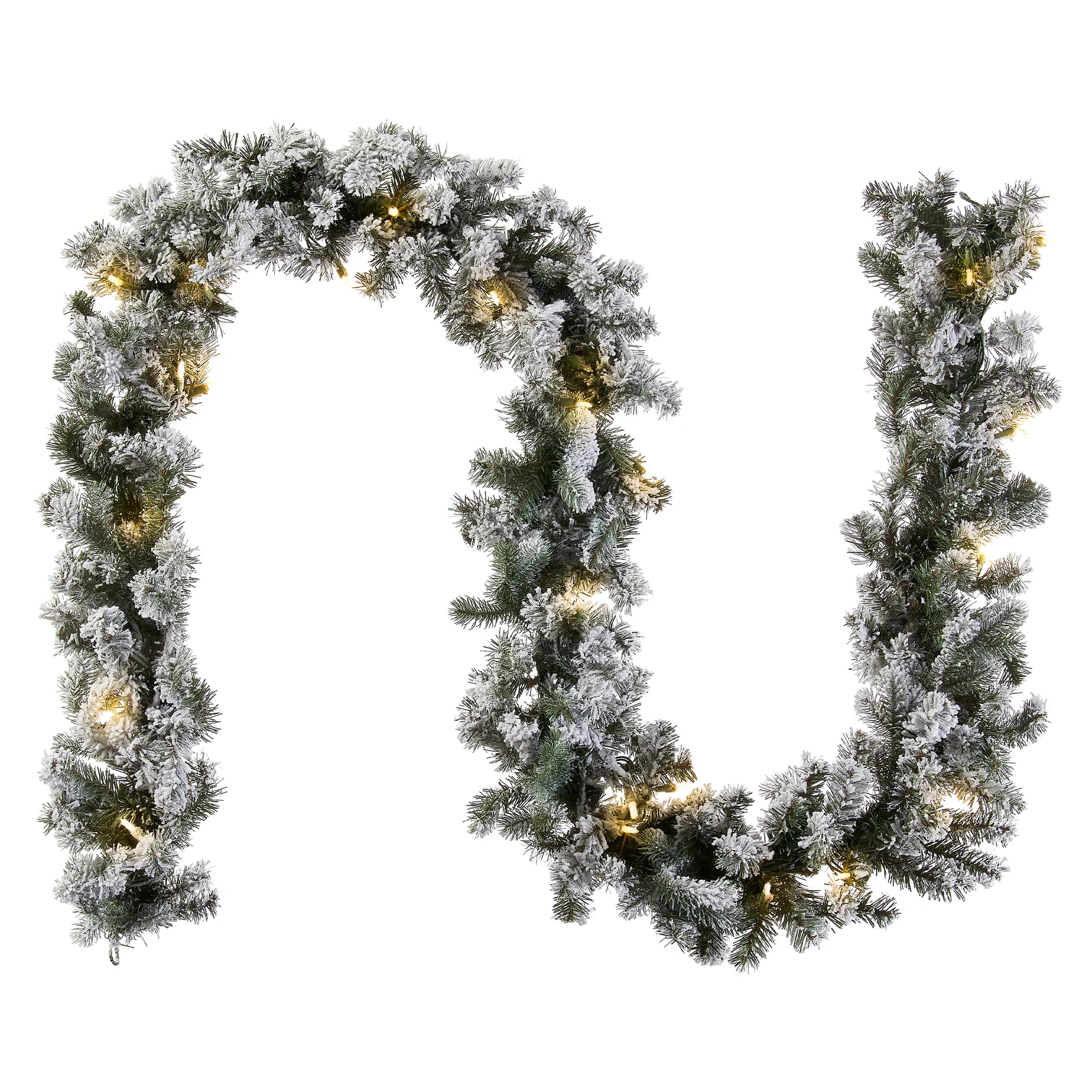 9 ft. Pre-Lit Snowy Camden Garland with Clear Lights, Plug-In