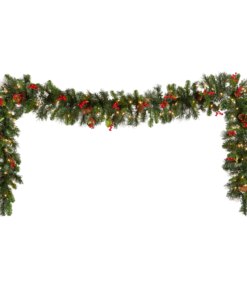 9 ft. Pre-Lit Wintry Pine Garland with Clear Lights, Plug-In