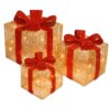 Pre-Lit Gold Gift Boxes, Set of Three, 35 White Lights, Plug-In