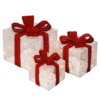 Pre-Lit White Gift Boxes, Set of Three, White Lights, Plug-In
