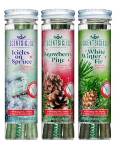 Scentsicles, Scented Ornament 6pc Stick, White Winter Fir, Snowberry Pine and Icicles on Spruce Sticks - 3 Pack